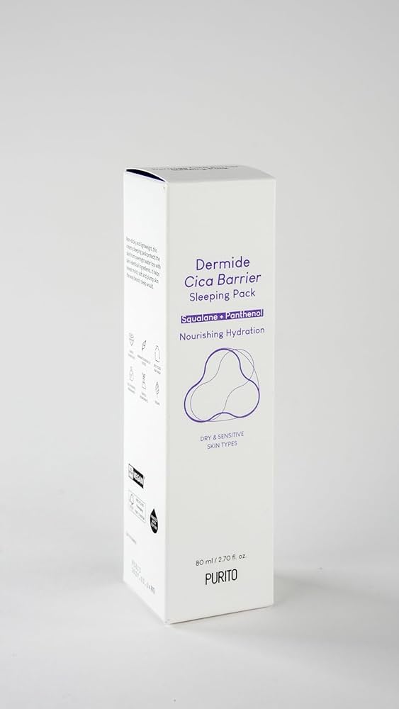 PURITO Dermide CICA Barrier Sleeping Pack 2.7 fl.oz / 80ml ceramide and centella, Night Cream, Sensitive Type, Moisture Pack