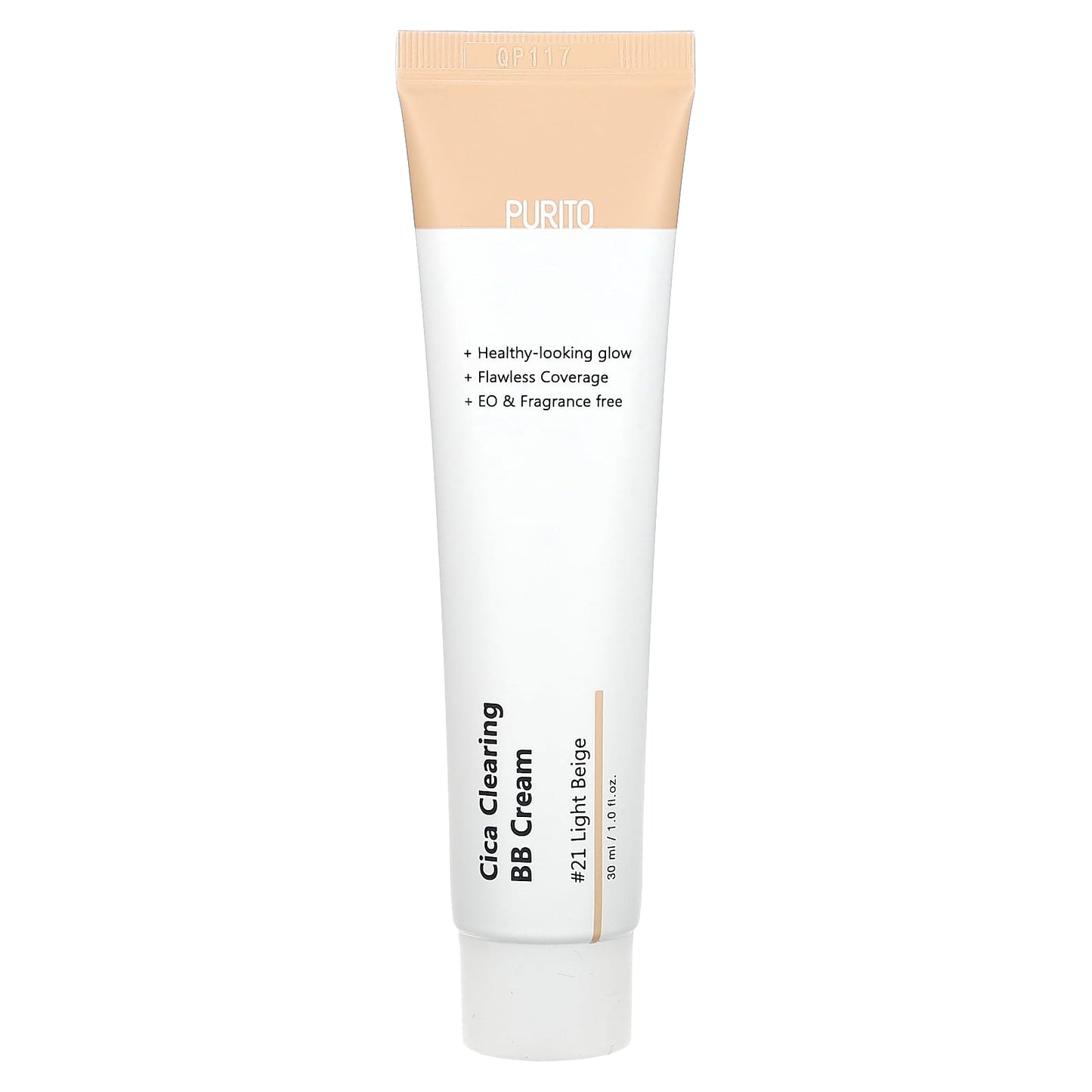 PURITO Cica Clearing BB Cream, 21 Light Beige, 1 fl oz (30 ml)