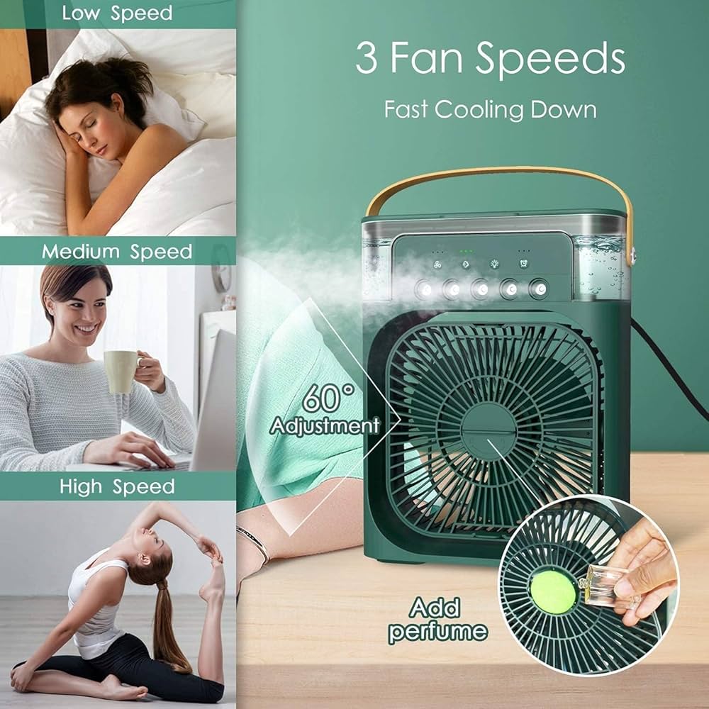 Personal Air Cooler, Green Mini Evaporative Cooler with LED Light