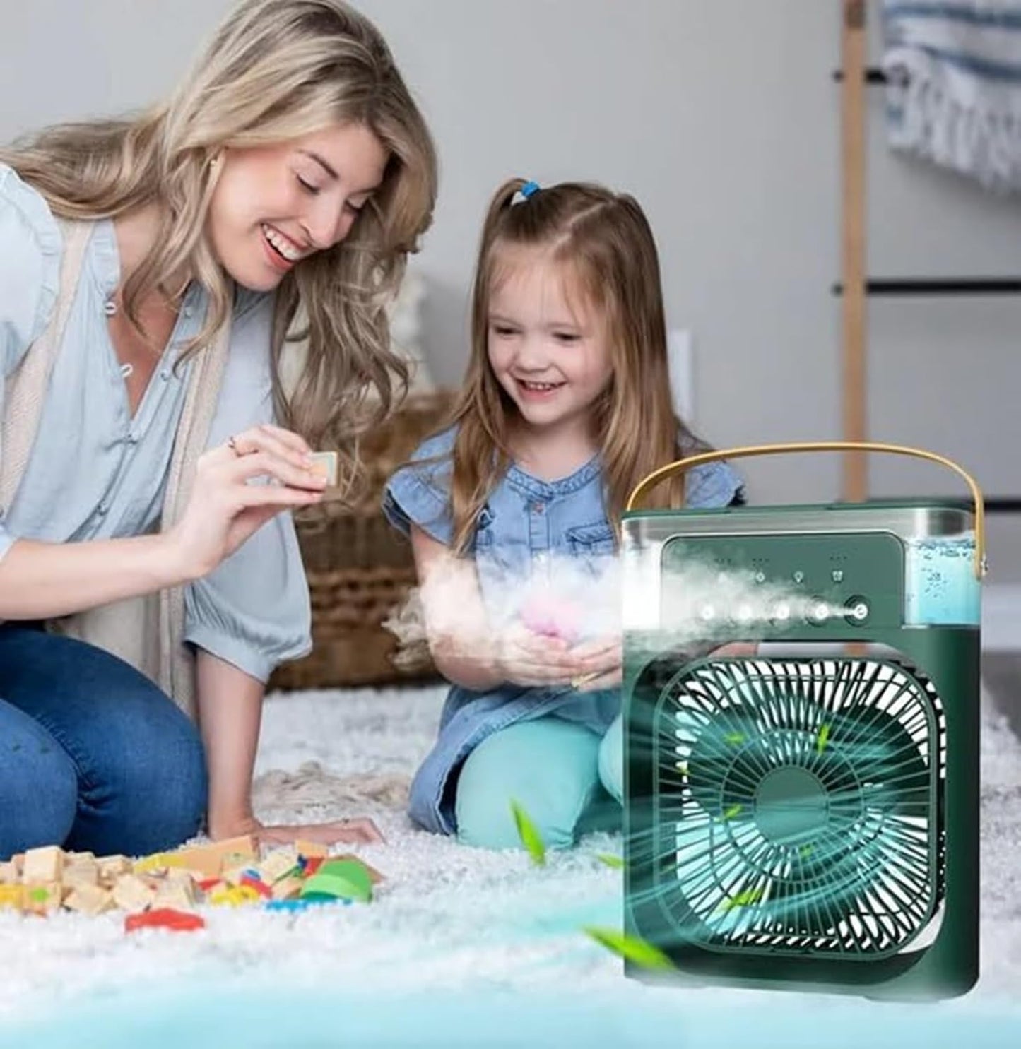 Personal Air Cooler, Green Mini Evaporative Cooler with LED Light