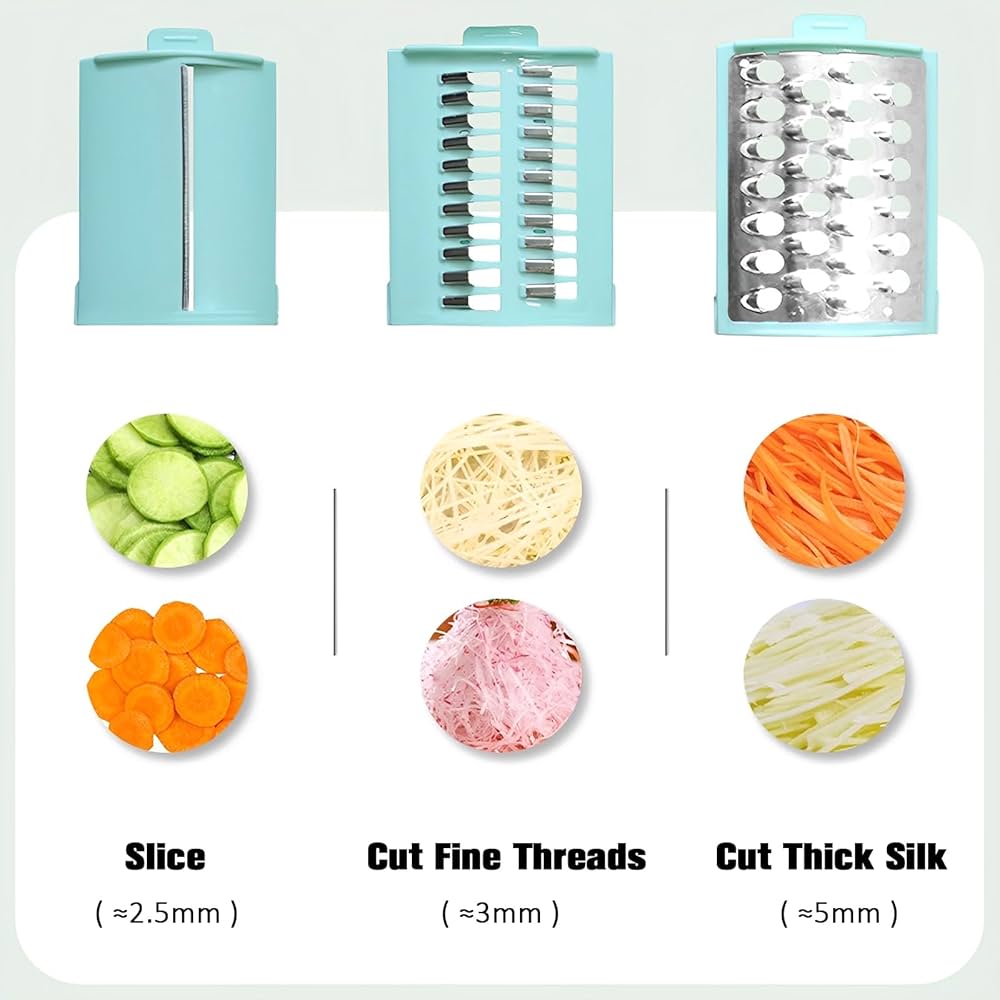 Electric Vegetable Grater with 3 Attachments One-Touch Automatic Electric Slicer 1800mAh Rechargeable Electric Slicer Shredder Portable Electric Vegetable Grater for Kitchen Cooking Cheese