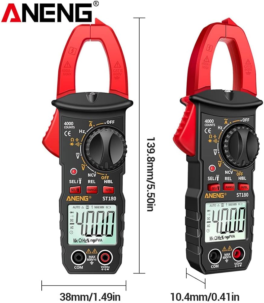 ST180 4000 Counts Digital Clamp Meter AC Current Multimeter Ammeter Voltage Tester Car Amp Hz Capacitance NCV Ohm Tool