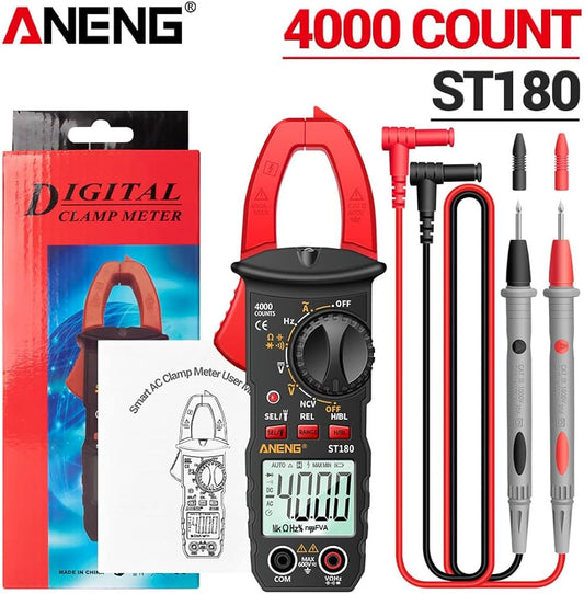 ST180 4000 Counts Digital Clamp Meter AC Current Multimeter Ammeter Voltage Tester Car Amp Hz Capacitance NCV Ohm Tool