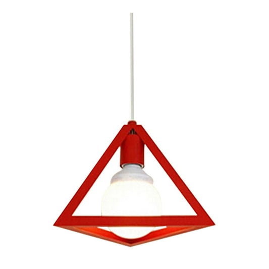 Linaichen Triangle Chandelier Industrial Vintage Style Red Triangle Pendant Light Ceiling Fixture