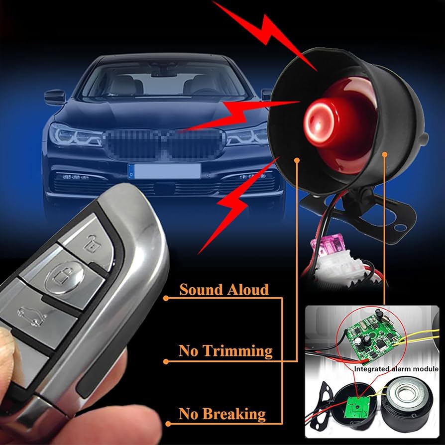 Chadwick Car Horn Siren Alarm,Universal Car Alarm Security Protection System with 2 Remote Controls,7-Level Sensitivity,12v,Anti-Theft Device,No Thread Trimmin,Non-Destructive Installation
