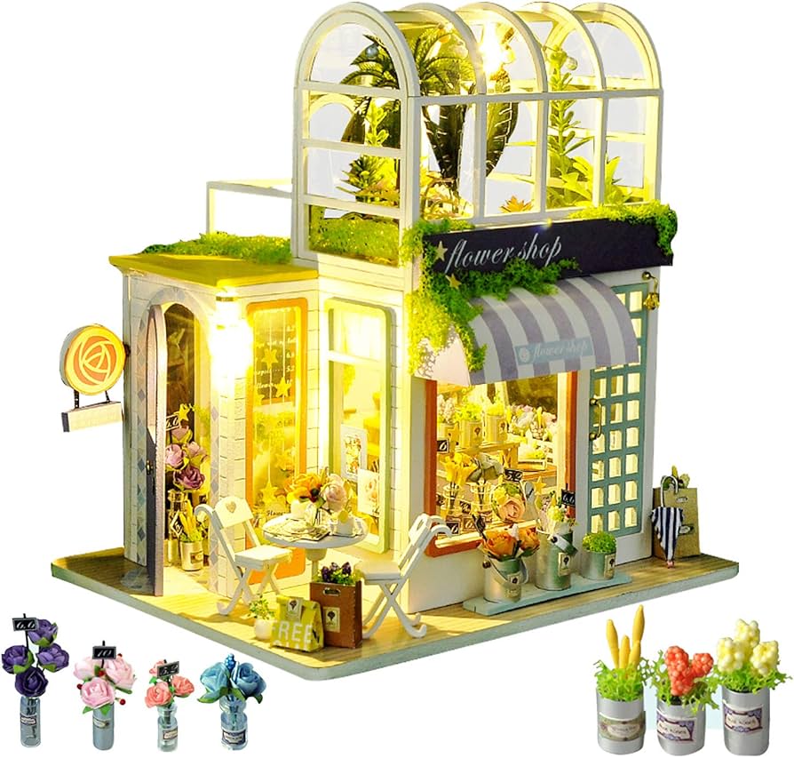 DIY Miniature Dollhouse Kit,Wooden Tiny House Kit with Furniture 1:24 Scale Creative Room Idea for Adults