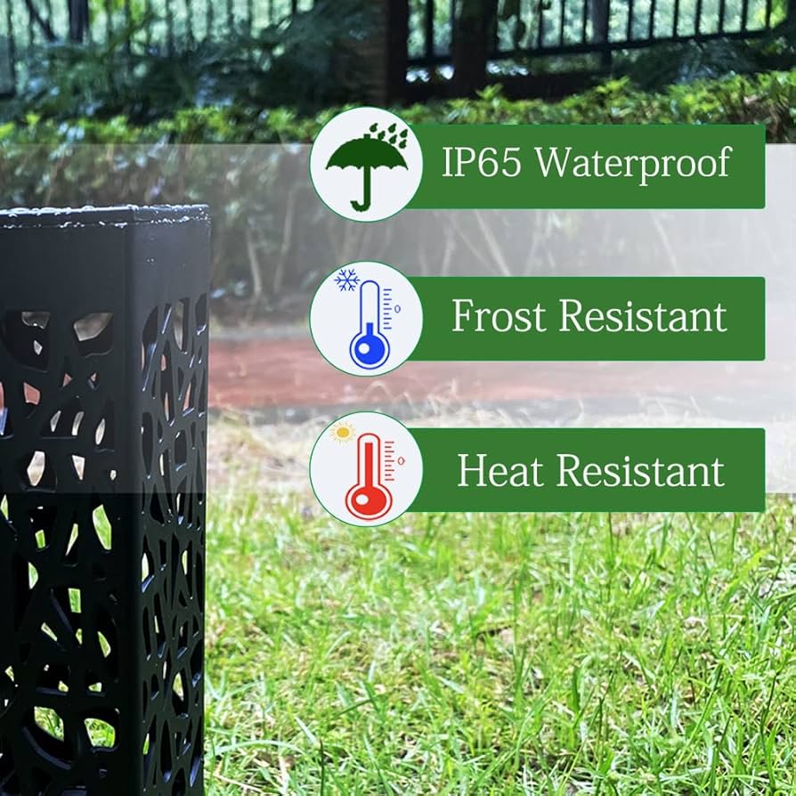 4 Pack Outdoor Solar Lights Solar Powered Outdoor Garden Lights Pathway Lights IP65 Waterproof Landscape Lighting Auto On/Off for Yard Pathway Decor, Hollow Lampshade Walkway Patio Lawn