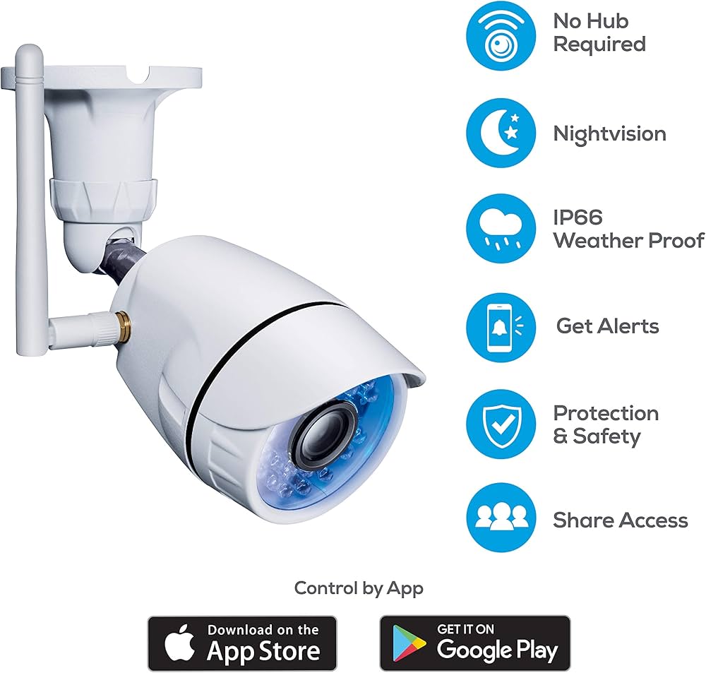 Geeni Hawk Outdoor Smart Wi-Fi Security Camera Night Vision, Motion Alerts IP66 Weatherproof, White