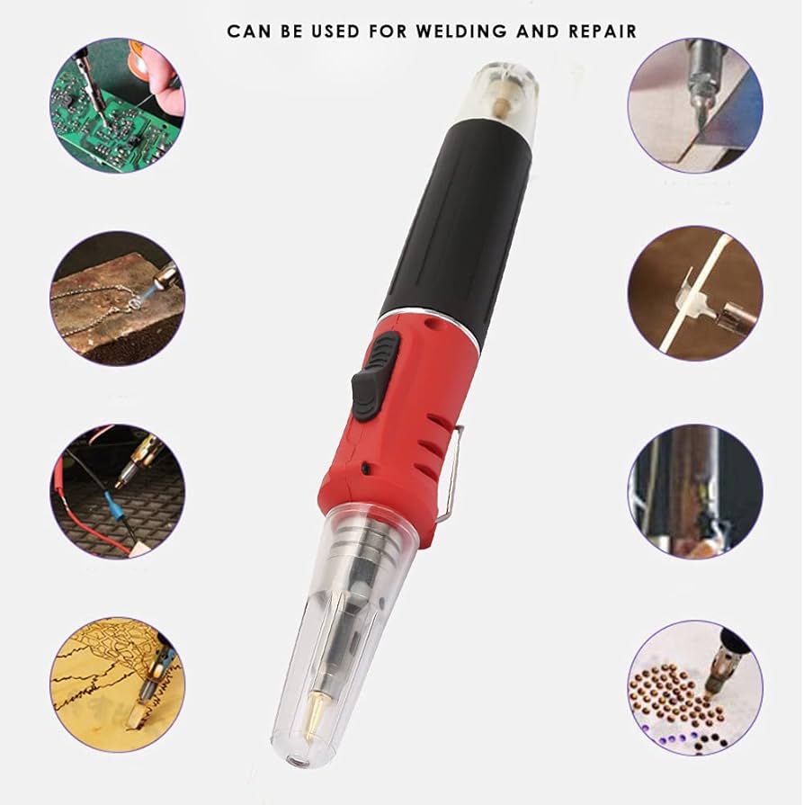 Butane Soldering Iron, Cordless Gas Soldering Gun Iron Kit, Portable Professional Soldering Iron Set, 10PCS HS-1115K Multi-Function Butane Gas Soldering Iron