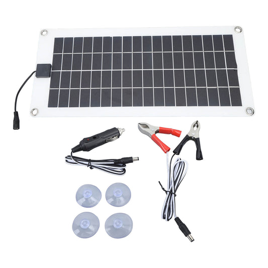 Solar Panel Kit 30W 12V Polycrystalline Waterproof Solar Panel Kit with Battery Clip Cigarette Lighter