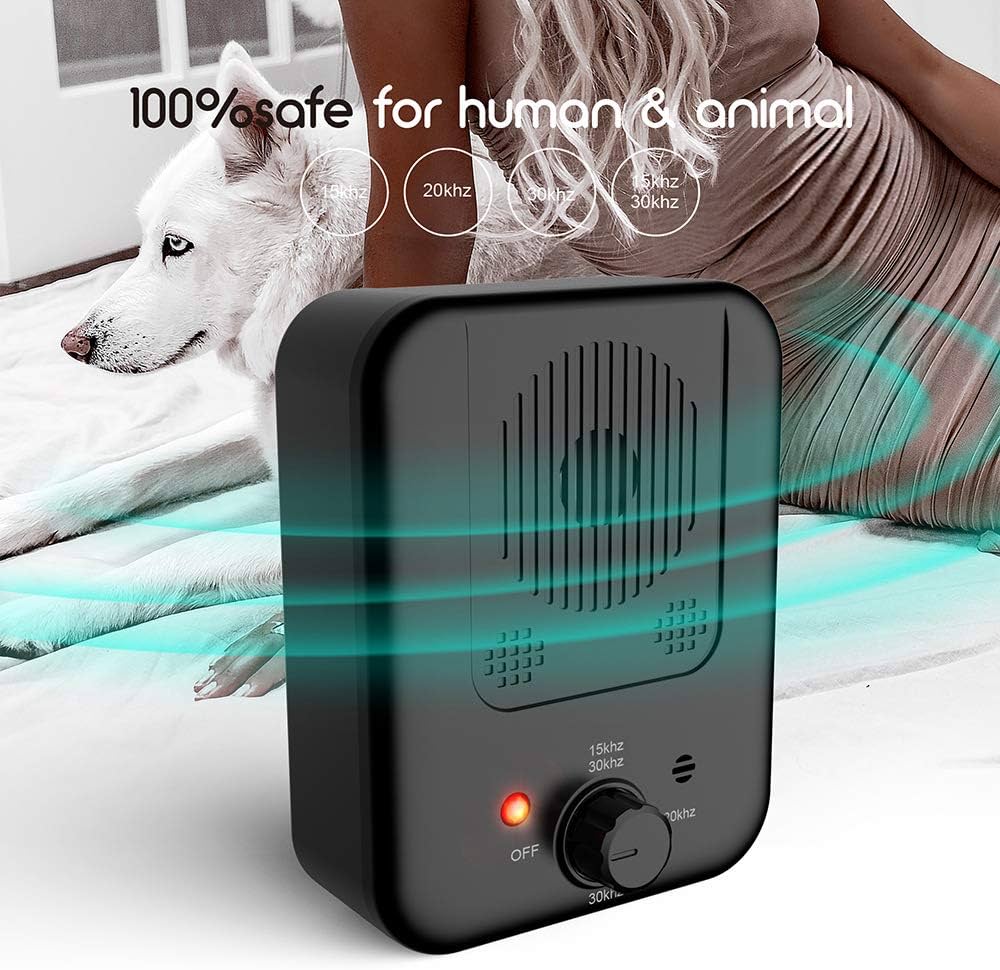 Anti Barking Device, Auto Dog Barking Control Devices with 3 Adjustable Level, Sonic Dog Barking Deterrent Smart Detect Dog Barking up to 16-33 Ft Range Safe for Dogs Humans