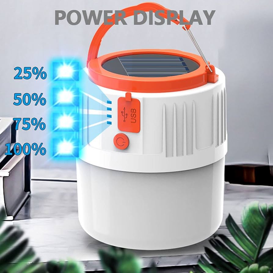 Camping Light, Portable Multifunctional Outdoor USB Emergency Lamp, Led Solar Camping Lantern for Camping Indoor Use,Black(White)