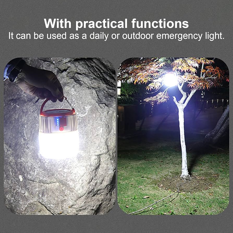 Camping Light, Portable Multifunctional Outdoor USB Emergency Lamp, Led Solar Camping Lantern for Camping Indoor Use,Black(White)