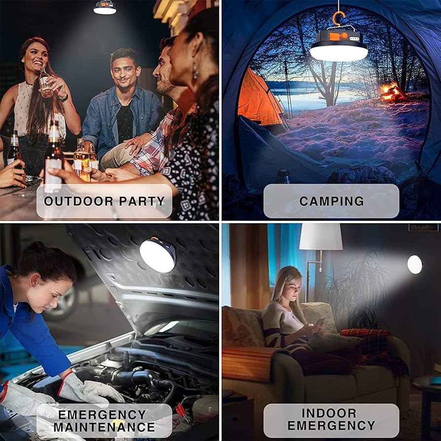 Camping Light, USB Rechargeable Camping Lantern 7200mAh Battery Waterproof Tent Light with Magnet 4 Modes Power Bank for Hiking Camping