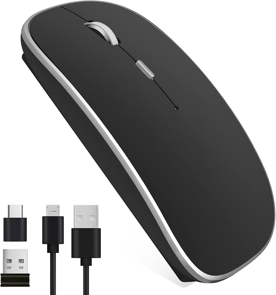 ABL-MOUSE Wireless Mouse, 2.4Ghz Silent Computer Office Portable Slim Optical Mouse with USB Receiver Adjustable DPI for Laptop, Computer, MacBook, Notebook, PC (Black)