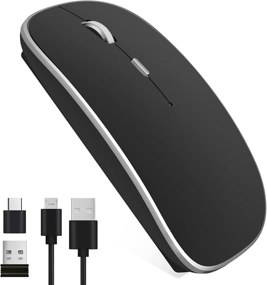 ABL-MOUSE Wireless Mouse, 2.4Ghz Silent Computer Office Portable Slim Optical Mouse with USB Receiver Adjustable DPI for Laptop, Computer, MacBook, Notebook, PC (Black)