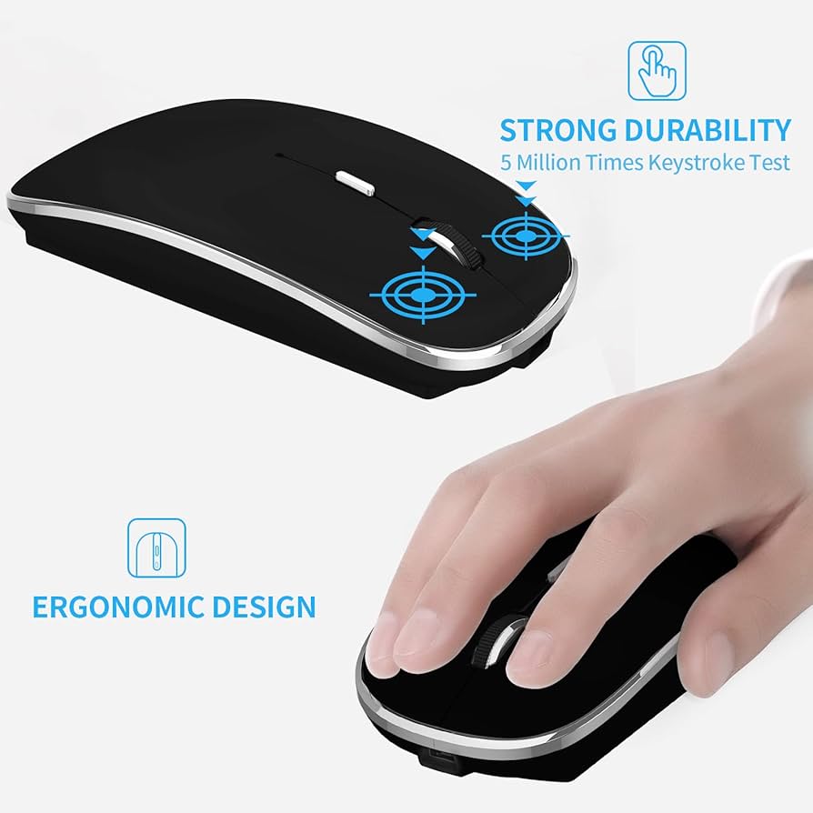 ABL-MOUSE Wireless Mouse, 2.4Ghz Silent Computer Office Portable Slim Optical Mouse with USB Receiver Adjustable DPI for Laptop, Computer, MacBook, Notebook, PC (Black)