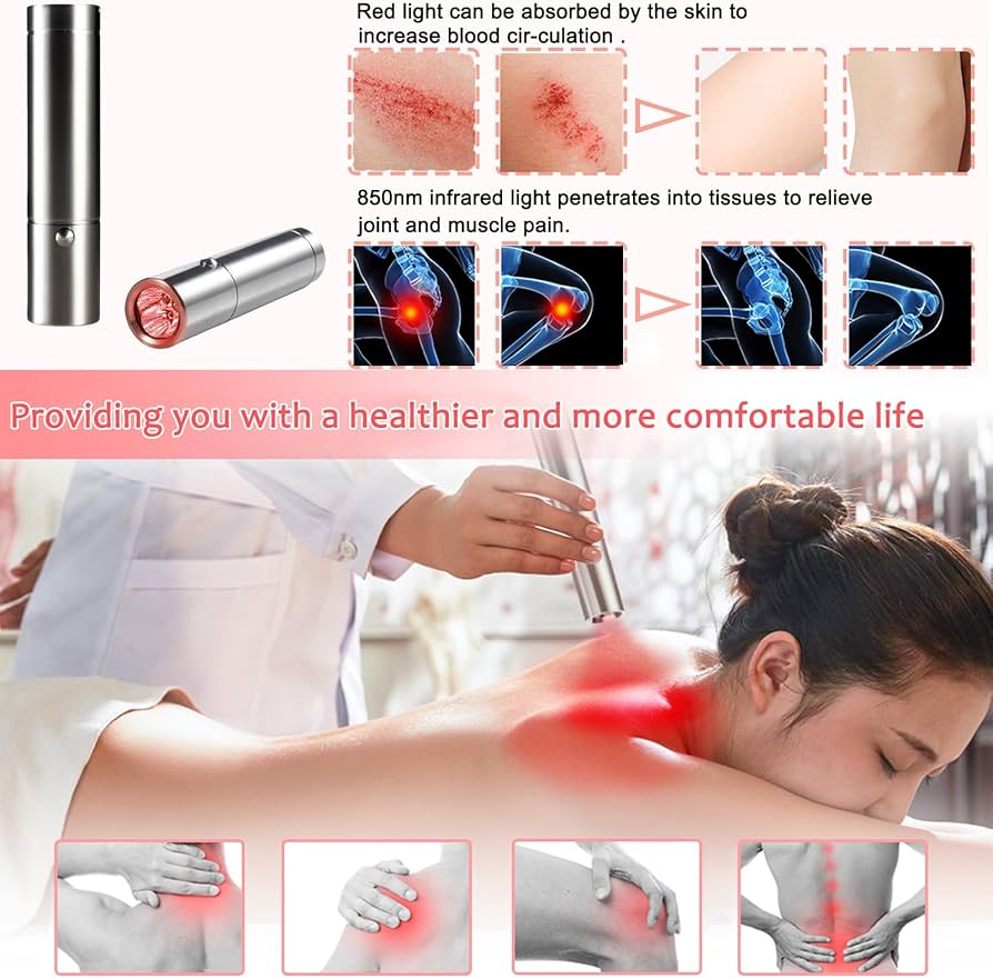 Red Light Healing Therapy Torch for The Relief of Pain in The Face, Hands, Feet,Shoulders, Lower Back and Joints,Infrared&Red Light Therapy Device Handheld with 3 Wavelengths