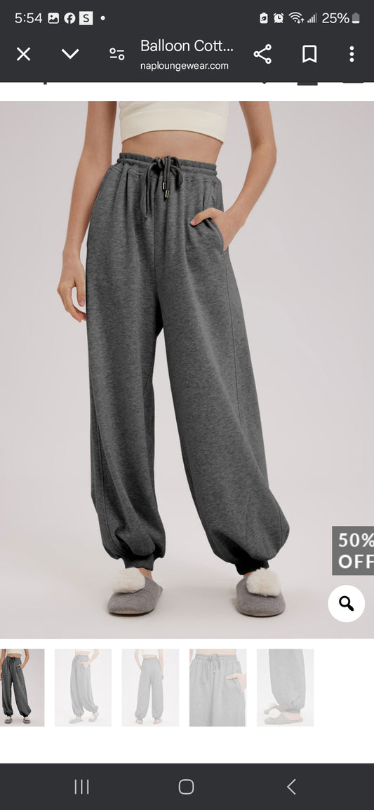 NAP LOUNGEWEAR grey balloon cotton sweatpants Joggers