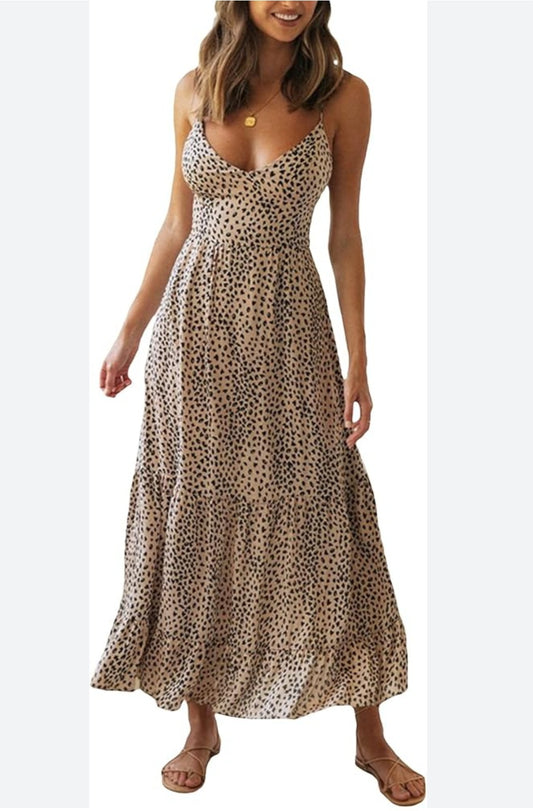 Cupshe Womens leopard bohemian style slip dress