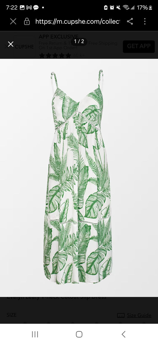 CUPSHE summer tropical plant print midi dress