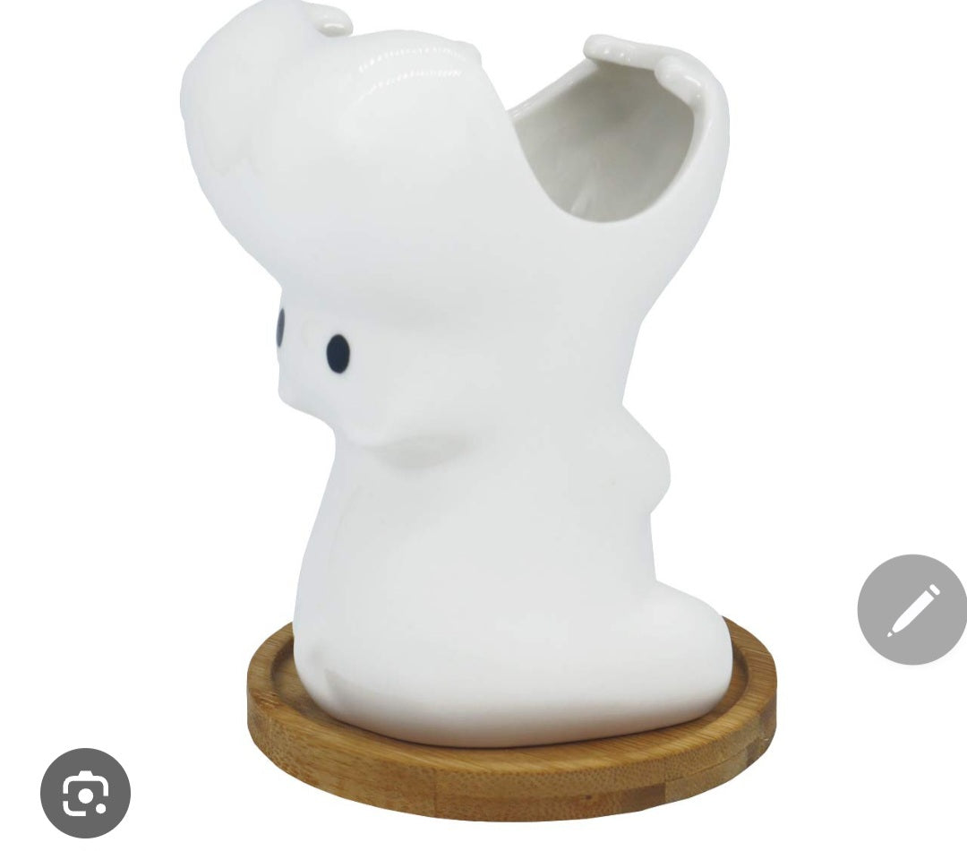 Ceramic white hippo decorative succulent vase