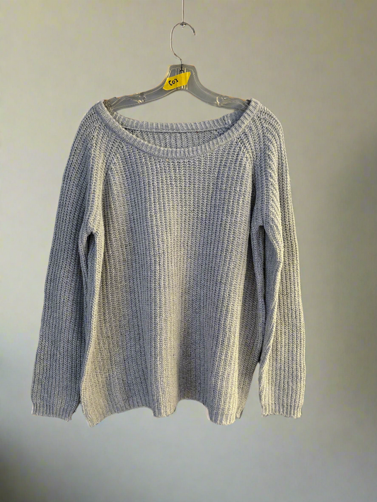 Womens grey knit scoop neck sweater