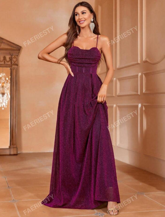 Womens sparkly pink long formal lace up back prom dress