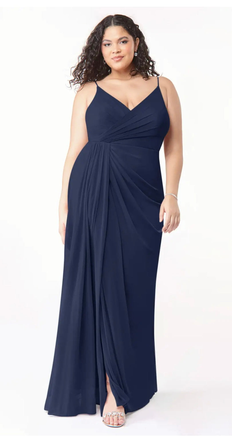 Azazie evalin bridesmaid dress in dark navy
