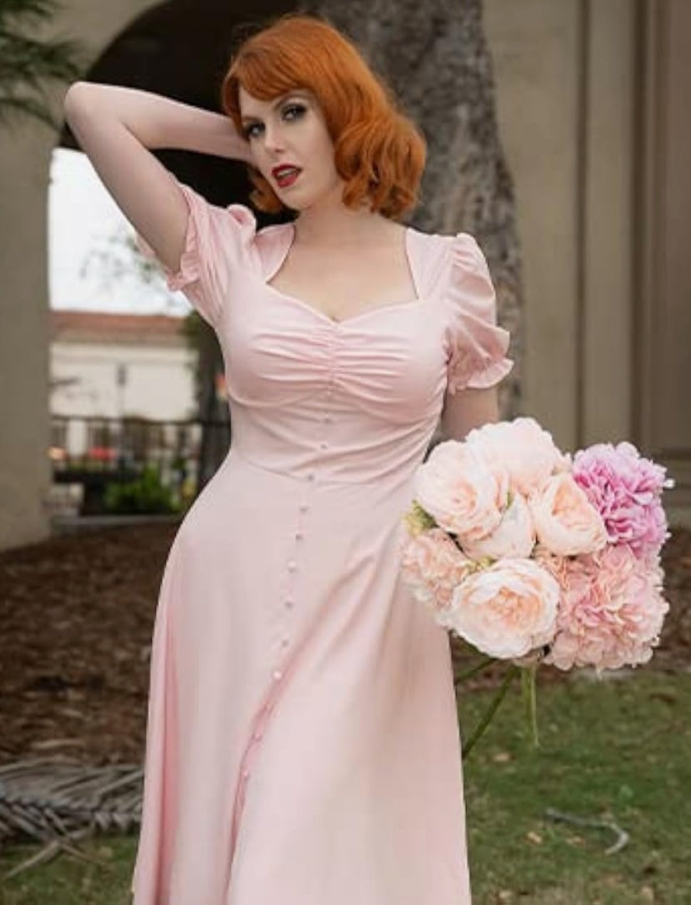 Womens pink vintage 50s pinup style dress