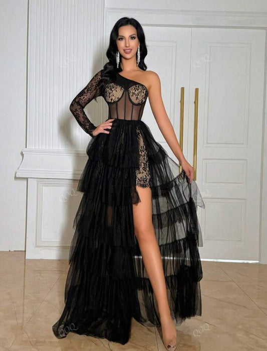 Womens lace tulle sexy party/evening wear dress