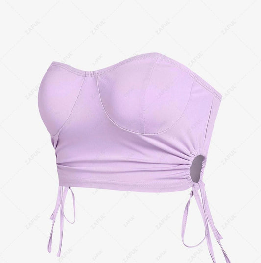 Lavender sexy tie sides crop top